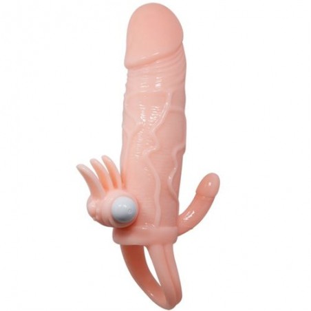 FUNDA PENE CON VIBRADOR DE CLITORIS 17CM