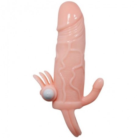 FUNDA PENE CON VIBRADOR DE CLITORIS 17CM
