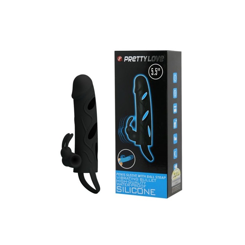 FUNDA PENE SILICONA CON VIBRACION 14 CM