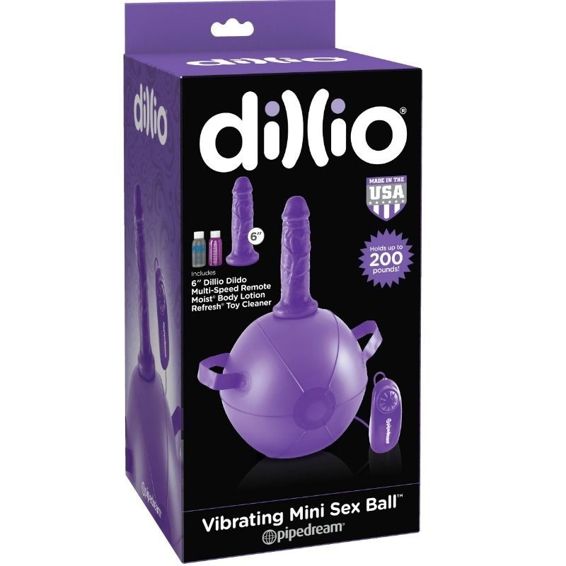 DILLIO MINI BOLA HINCHABLE CON DILDO Y VIBRACION LILA