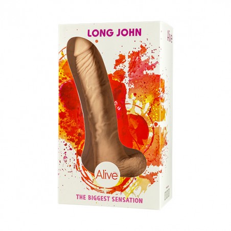 Imagen, Alive Long John pene realístico de 21.8 cm con ventosa y textura sedosa, online