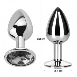 Imagen, plug anal de aluminio con joya blanco diamante elegante y sofisticado, online