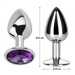 Imagen, plug anal de aluminio con joya púrpura amatista elegante y erótico, online