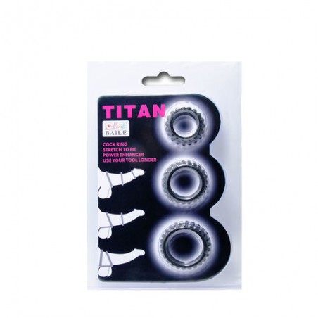 Imagen, set 3 cock rings Baile Titan silicona negra 28 24 19 mm, online