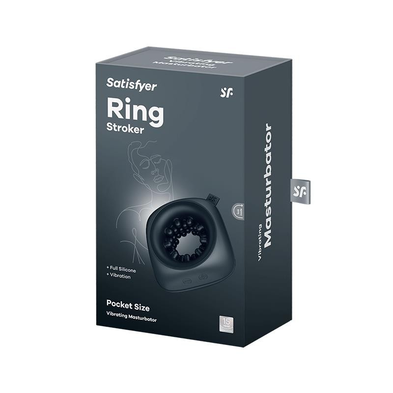 RING STROKER ANILLO MATURBADOR TAMAÑO VIAJE NEGRO SATISFYER