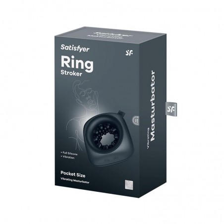 RING STROKER ANILLO MATURBADOR TAMAÑO VIAJE NEGRO SATISFYER
