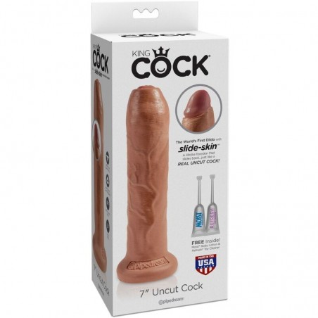 Imagen, dildo realista King Cock 17.8 cm caramelo con prepucio móvil y ventosa potente, online