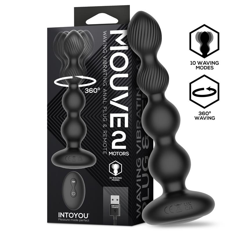 PLUG ANAL CON WAVING Y VIBRACIÓN CON CONTROL REMOTO 2 MOTORES
