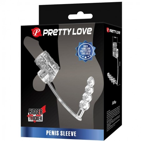 Imagen, funda para pene con plug anal transparente impermeable Pretty Love, online