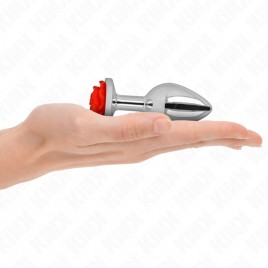 Imagen, plug anal metálico con adorno de rosa roja elegante y ergonómico, online