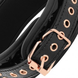 Imagen, collar BDSM BEGME Black Edition de cuero vegano con cadena metálica ajustable, online