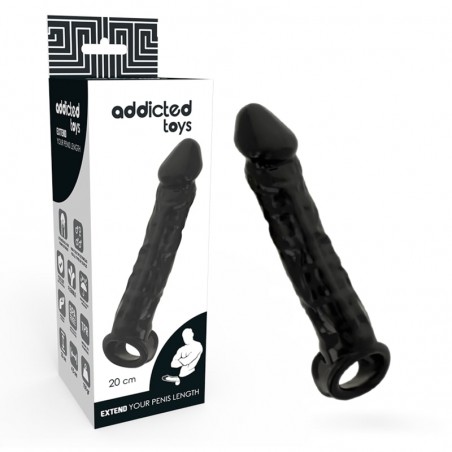 Imagen, extensor de pene negro Addicted Toys con mayor grosor y longitud para placer, online