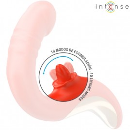 Imagen, vibrador y estimulador Paulina en forma de U rojo de INTENSE con doble motor, online
