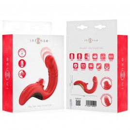 Imagen, vibrador y estimulador Paulina en forma de U rojo de INTENSE con doble motor, online
