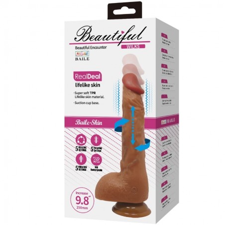 Imagen, vibrador realístico Baile Beautiful Wilks 25 cm mulato con rotación y ventosa, online