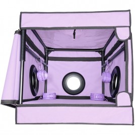 Imagen, cabina LA NICHE morado SECRET DOME con esposas, grilletes y luz LED para juegos KINK, online