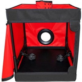 Imagen, cabina BUKKAKE negro y rojo SECRET DOME con luz LED, esposas y bridas KINK CLUB, online