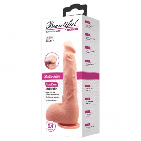 Imagen, dildo realístico Jason Natural 24 cm con ventosa potente y textura venosa curvada, online