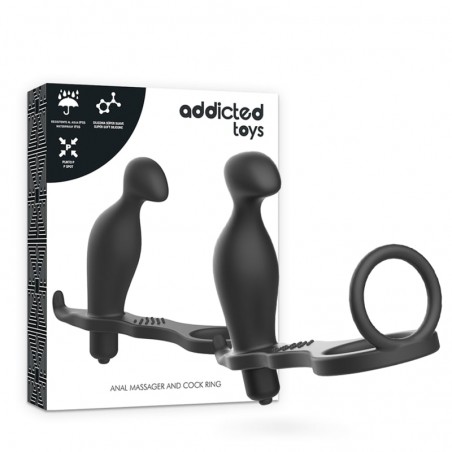 Imagen, Addicted Toys Plug Anal con anillo de silicona negra con vibración intensa, online