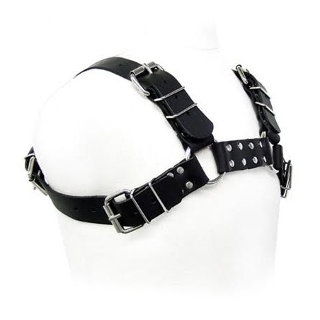 Imagen, arnés leather Black Bull Dog Harness BDSM con correas ajustables para uso erótico, online