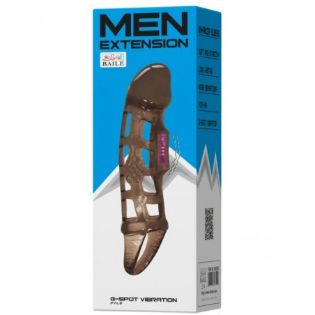 Imagen, funda extensora de pene BAILE con vibración y strap para testículos 13.5 cm, online