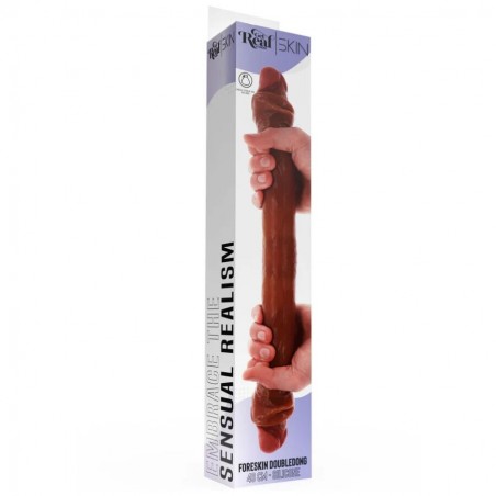 Imagen, dildo doble Get Real Skin 46 cm de silicona con prepucio móvil y doble densidad, online