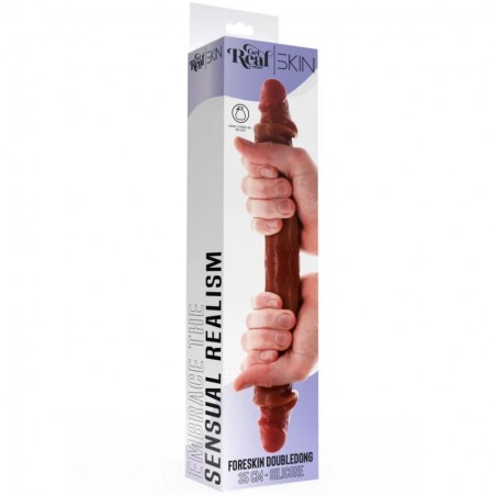 Imagen, dildo doble Get Real Skin 35 cm de silicona con prepucio móvil y doble densidad, online