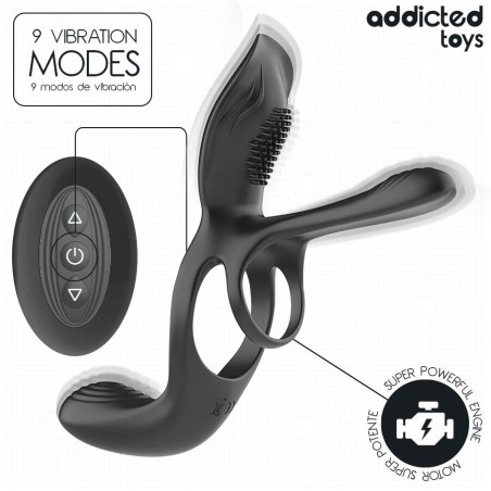 Imagen, anillo doble vibrador Addicted Toys con estimulador de clítoris para pareja, online