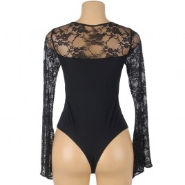 Imagen, teddy negro floral con transparencias sensual, online
