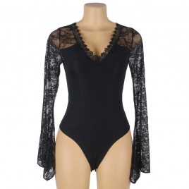 Imagen, teddy negro floral con transparencias sensual, online