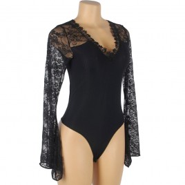 Imagen, teddy negro floral con transparencias sensual, online