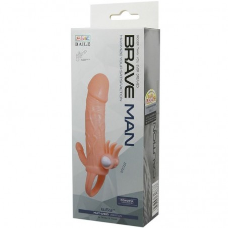 Imagen, funda pene vibrador Brave Man 16.5 cm realística natural, online