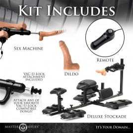 Imagen, stockade horizontal BDSM con máquina sexual automática, online