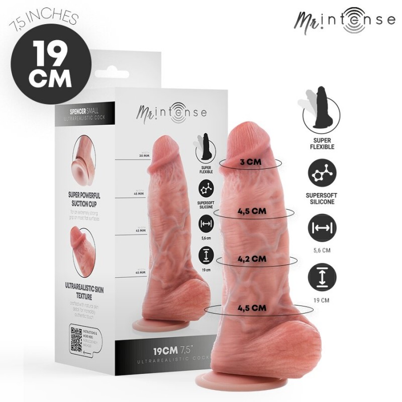 SPENCER DILDO SILICONA 19 CM REALISTA CON VENTOSA 4.5 CM