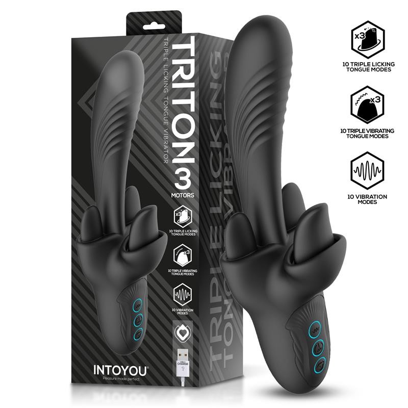 TRITON VIBRADOR TRIPLE LENGUA CON 3 MOTORES Y 30 MODOS