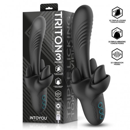 Imagen, vibrador triple lengua con 3 motores Triton silicona premium, online