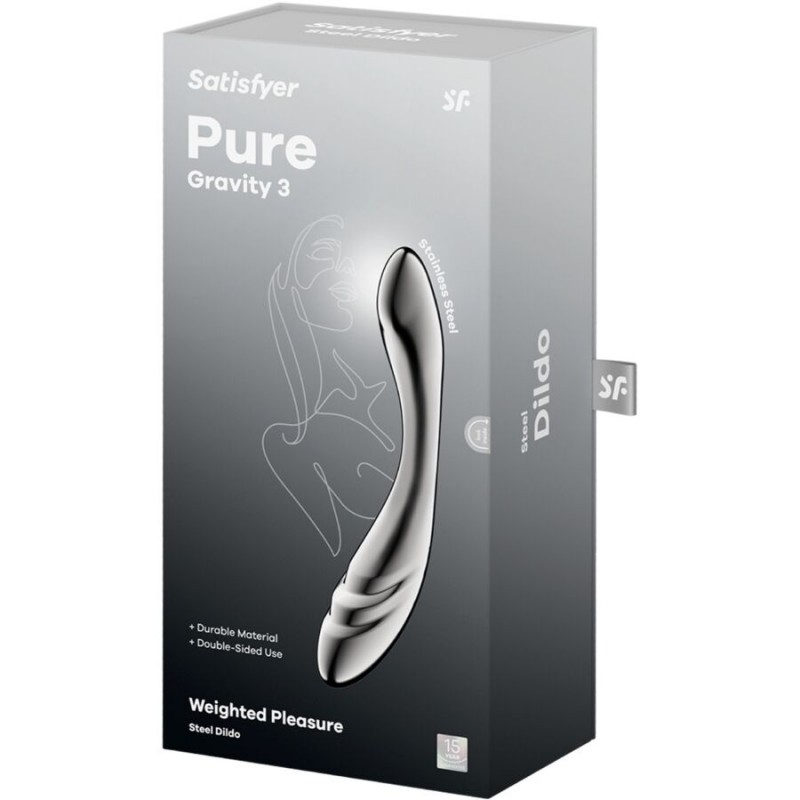 SATISFYER PURE GRAVITY 3 DILDO DE ACERO INOXIDABLE DOBLE USO