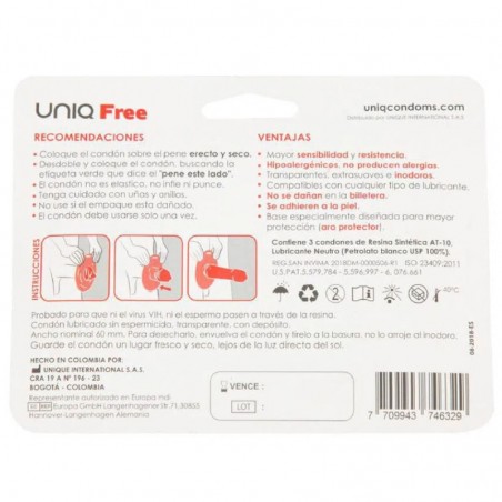 PRESERVATIVOS SIN LÁTEX CON ARO PROTECTOR UNIQ FREE
