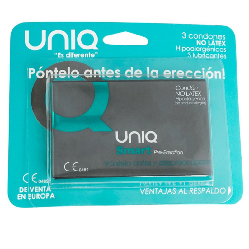 PRESERVATIVOS SIN LATEX PRE-ERECCIÓN UNIQ SMART 3 UDS