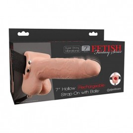 Imagen, strap-on hueco realista con testículos y vibración para parejas, online