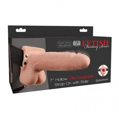 Imagen, strap-on hueco realista con testículos y vibración para parejas, online