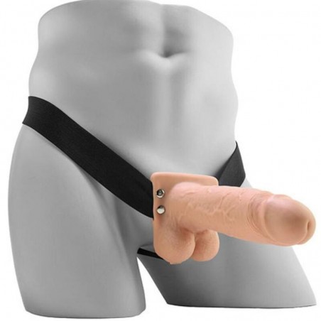 STRAP-ON HUECO VIBRADOR CON TESTÍCULOS FETISH FANTASY 17,8 CM