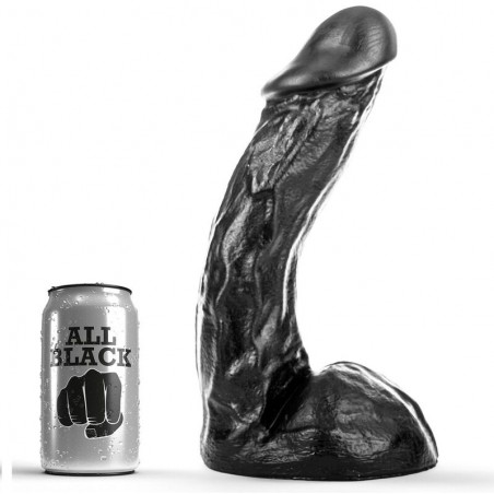 Imagen, dildo realístico negro curvado All Black de 28 cm online