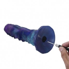 Imagen, dildo fantasía tricolor en tonos azul morado y turquesa, online