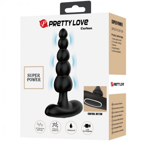 Imagen, vibrador anal PRETTY LOVE Corban de silicona negro, online
