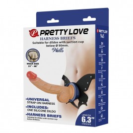 Imagen, arnés negro strap-on Pretty Love Yeti con dildo realista tono carne, online