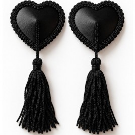 Imagen, cubrepezones corazón con borlas negro CHILIROSE CR-4897 para lencería, online