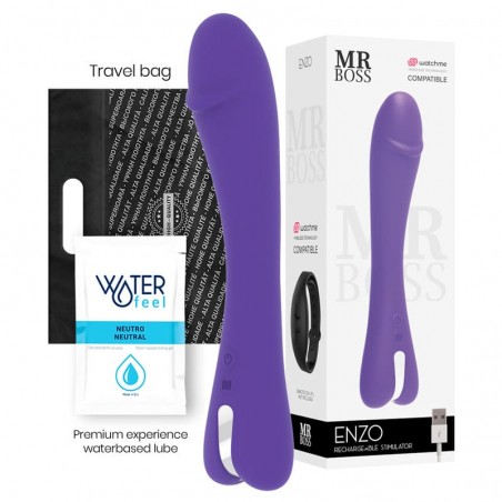 Imagen, vibrador de silicona Mr Boss Enzo lila con control remoto Watchme, online