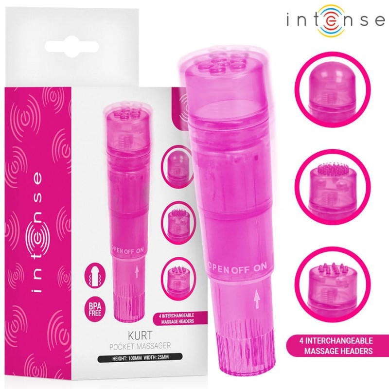 INTENSE KURT MINI VIBRADOR CON 4 CABEZALES INTERCAMBIABLES INTENSE KURT MINI VIBRADOR CON 4 CABEZALES INTERCAMBIABLES